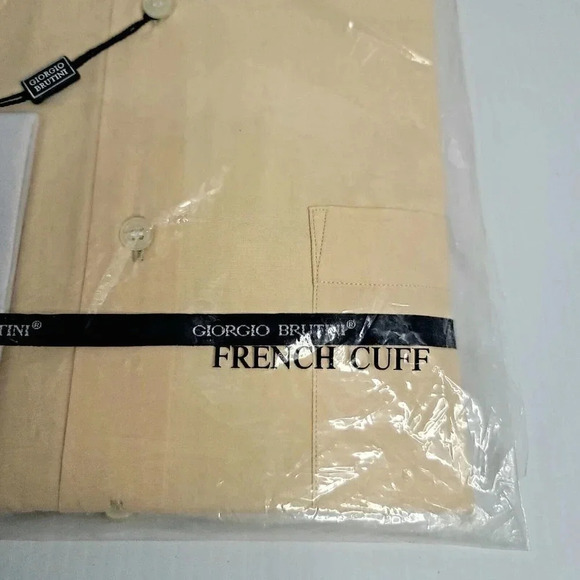 Giorgio Brutini Mens Shirt 15 1/2 (34/35) French Cuff Beige New With Tags - Picture 4 of 5